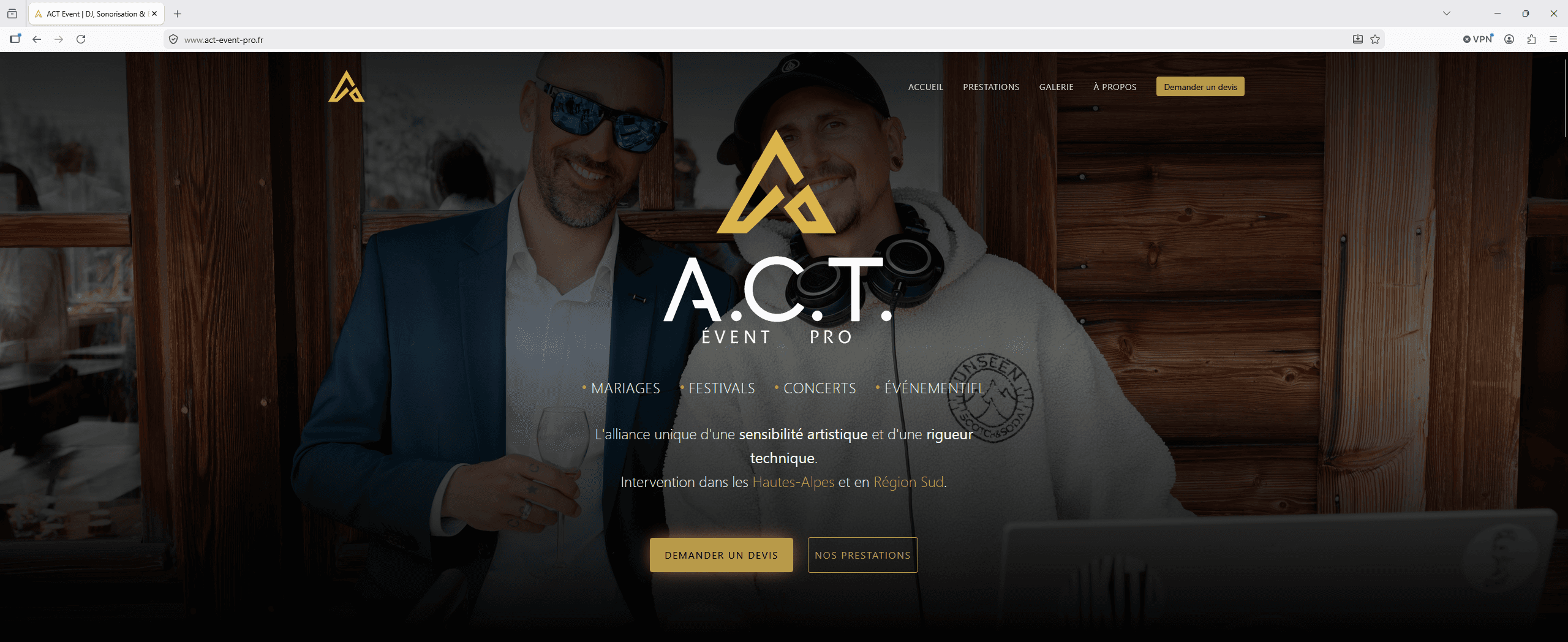 Projet web ACT Event Pro réalisé dans les Hautes-Alpes