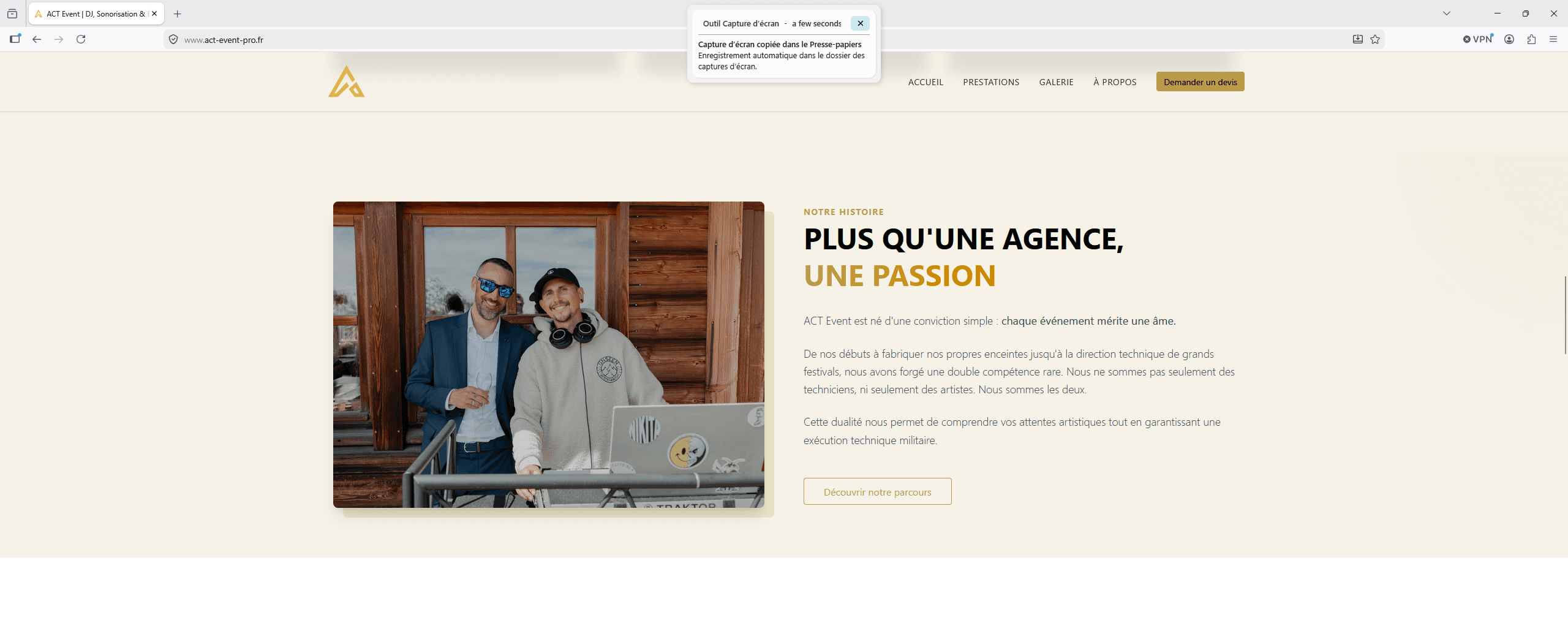 Aperçu ACT Event Pro — 2